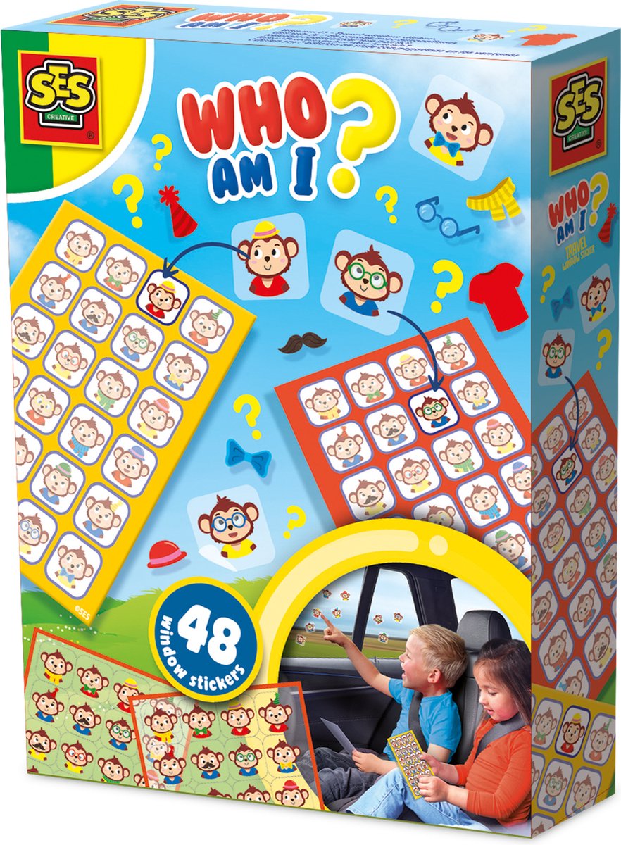 Ses creative 02406 raamsticker spel voor in de auto - reisspellen - onderweg in de auto - 48 stickers en 2 speelborden