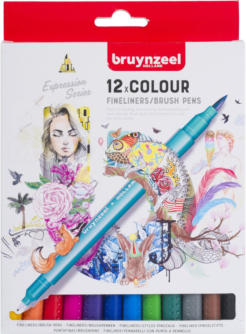 Bruynzeel brushpen set 12 kleuren