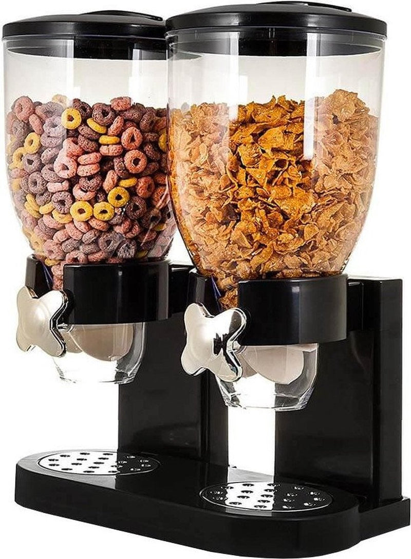 Mikamax cornflakes dispenser - voorraadbus - cornflakes voorraadpot - ontbijt granendispenser - zwart - 2 x 500 gram