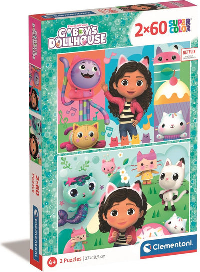 Clementoni - puzzel - 2x60 stukjes - gabby's dollhouse - puzzels voor kinderen - vanaf 4 jaar
