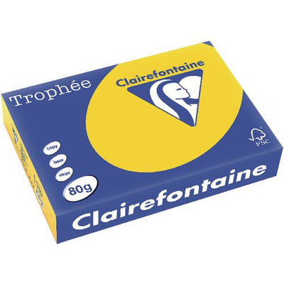 Gekleurd papier trophee clairfontaine 1780 80g m2 a4 pastelkleur goudgeel