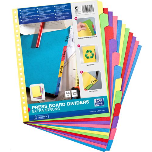 Tabbladen oxford a4+ 245 x 308 mm 12-delig assorti