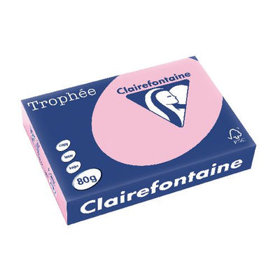 Gekleurd papier trophee clairefontaine 1973 80g m2 a4 pastelkleur roze