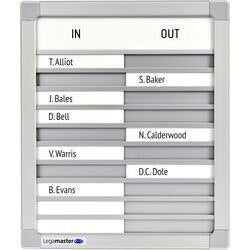 Aanwezigheidsbord 10 personen legamaster 12x2cm 26x31cm