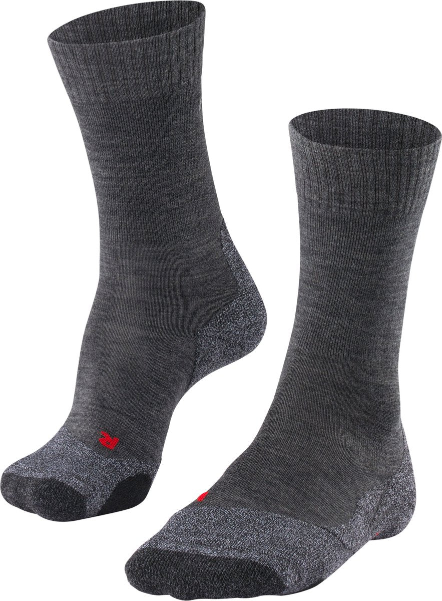 Falke tk2 anti-blaar dik wol functioneel materiaal wandelsokken heren grijs - maat 46-48