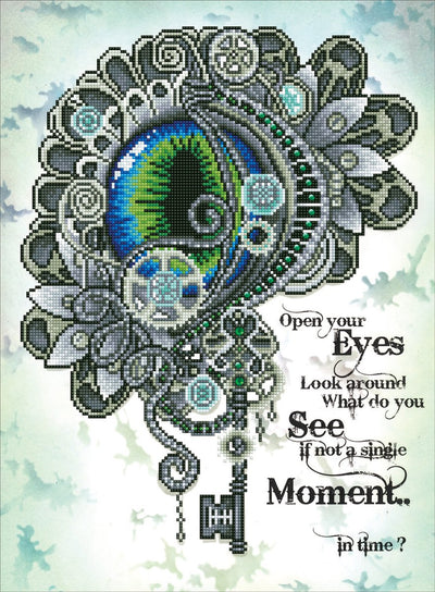 Diamond dotz® - diamond painting volwassenen - mandala met oog 57 x 42cm - ronde steentjes - volledig pakket