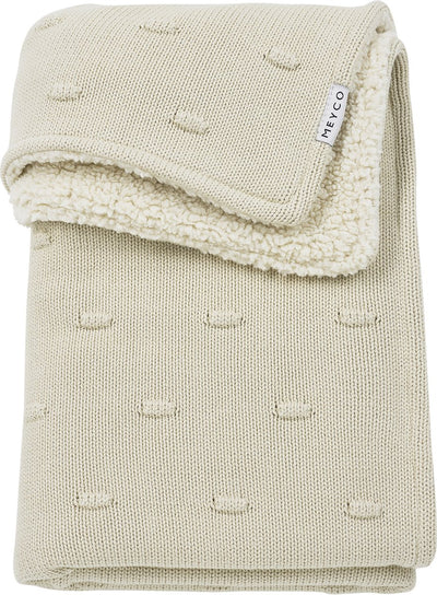 Meyco baby knots teddy ledikant deken - soft sand - 100x150cm - 2.0 tog