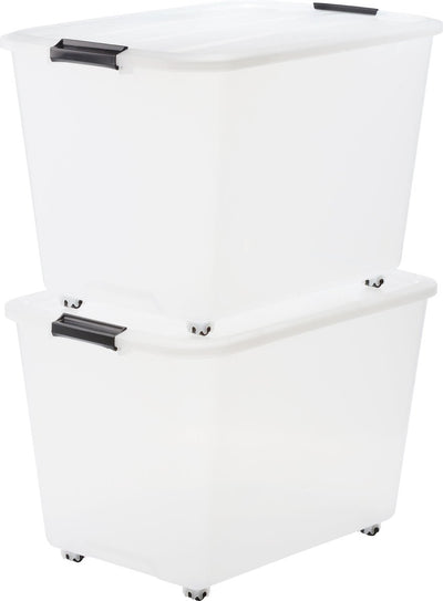 Iris topbox opbergbox - 60l - kunststof - met wielen - set van 2