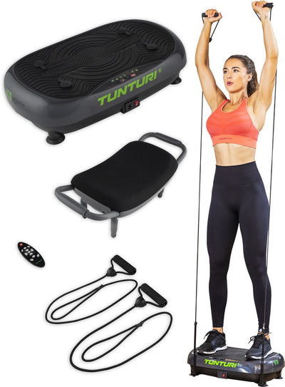 Tunturi cardio fit v10 trilplaat - incl. fitnesstoel - vibrationplate - 30 snelhedenen - 3 programma's - vibratie - incl. gratis fitness app