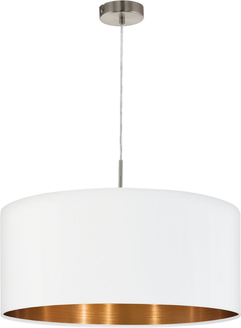 Eglo pasteri - hanglamp - 1 lichts - ø53 cm - nikkel-mat - wit - koper