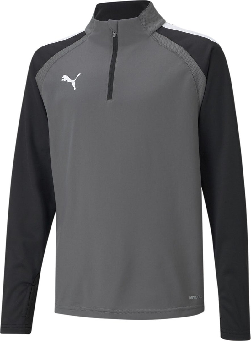 Puma teamliga 1 4 zip top jr unisex sportshirt - smoked pearl- white