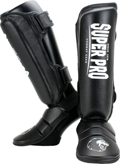 Super pro combat gear scheenbeschermer protector zwart wit extra extra small