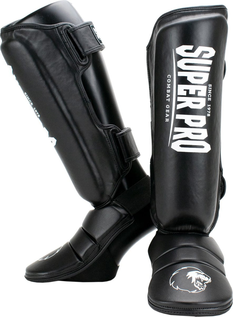 Super pro combat gear scheenbeschermer protector zwart wit extra extra small