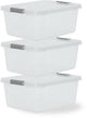 Iris storage opbergbox met clips - 12.5l - stapelbaar - kunststof - transparant grijs - set van 3