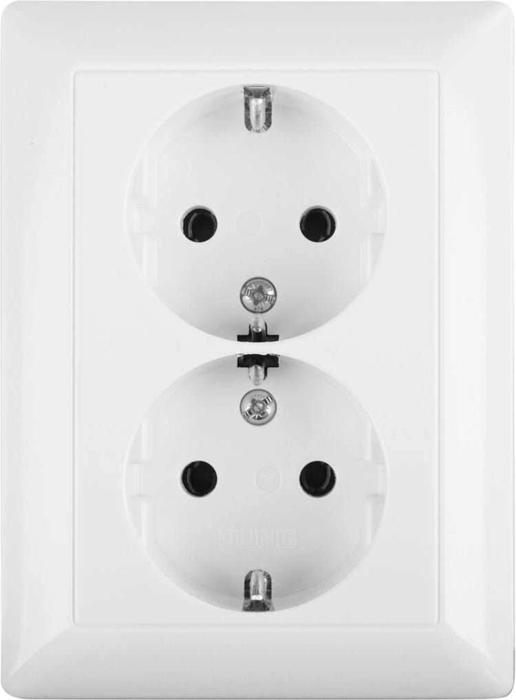 Jung as500 contactdoos inbouw - 2-voudig - randaarde - polarwit