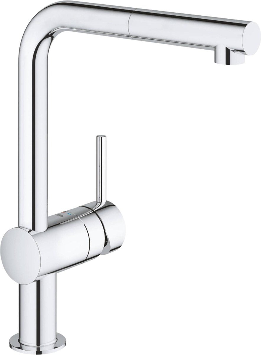 Grohe minta keukenkraan - l-uitloop - 360° draaibereik - met uittrekbare handdouche - chroom