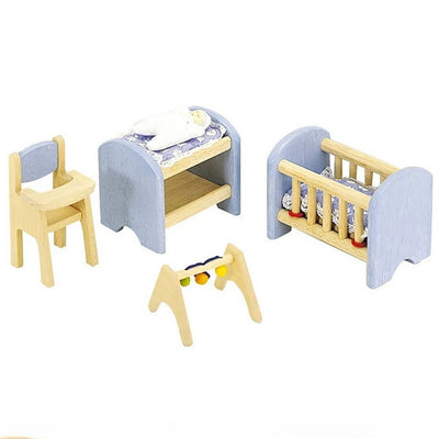 Pintoy pintoy blauwe babykamer voor poppenhuis