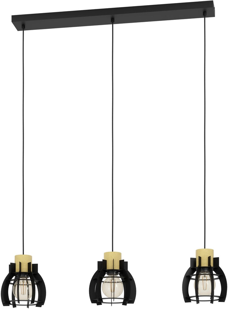 Eglo stillington 1 hanglamp - e27 - 88 cm - zwart|bruin - hout|staal