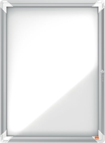 Nobo premium plus afsluitbare glazen binnenvitrine magnetisch voor 4xa4 formaat met zijslot - grijs wit