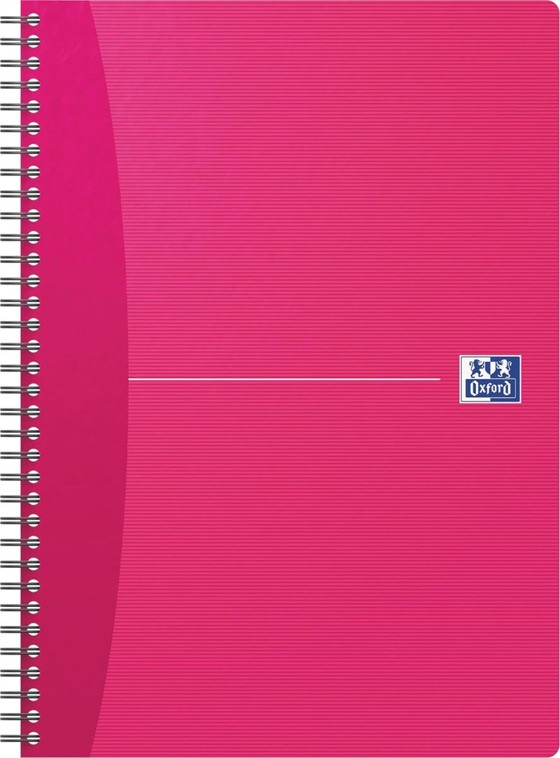 Oxford office essentials spiraalschrift, 180 bladzijden, ft a4, geruit 5 mm, geassorteerde kleuren 5 stuks