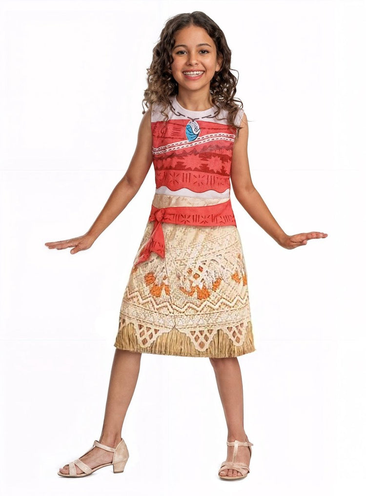 Disguise disney - moana 2, kostuum moana vaiana basic plus jurk, maat m (7-8 jaar)