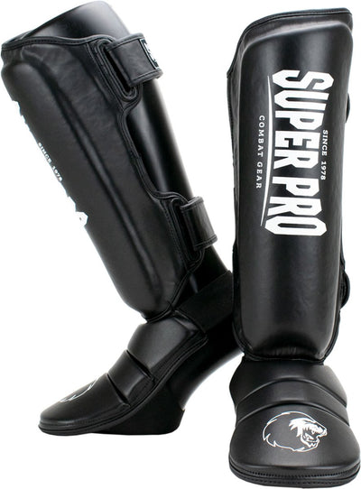 Super pro combat gear scheenbeschermer protector zwart wit small