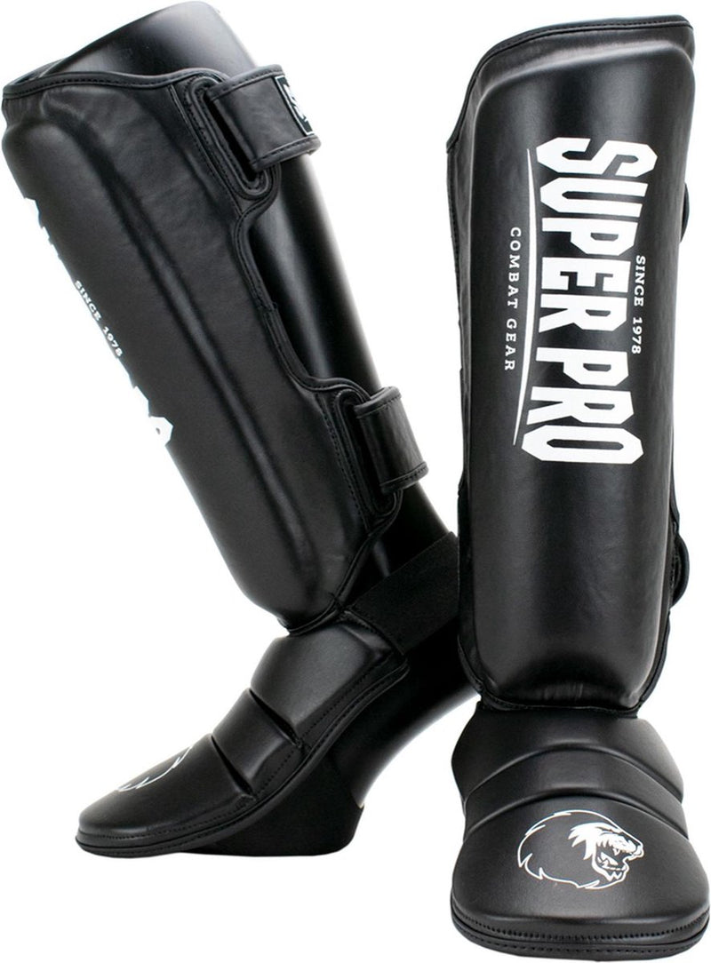 Super pro combat gear scheenbeschermer protector zwart wit extra small xs