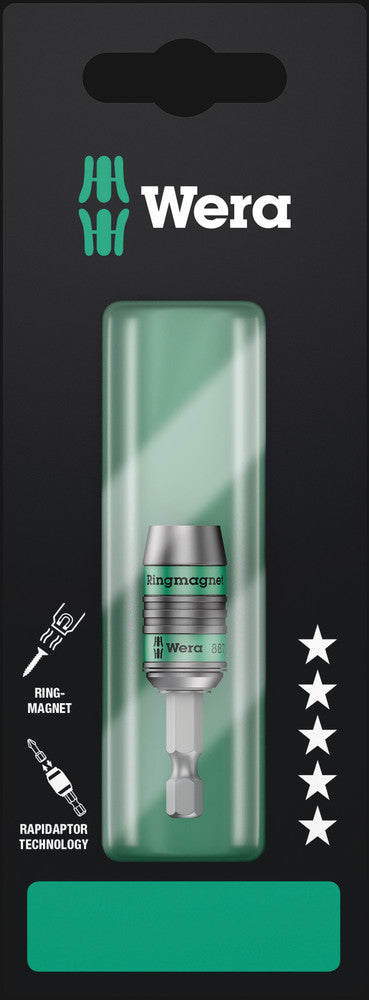 Wera 887 4 rr sb rapidaptor universele bithouder met ringmagneet, 1 4 duim x 57 mm - 1 stuk - 05073511001