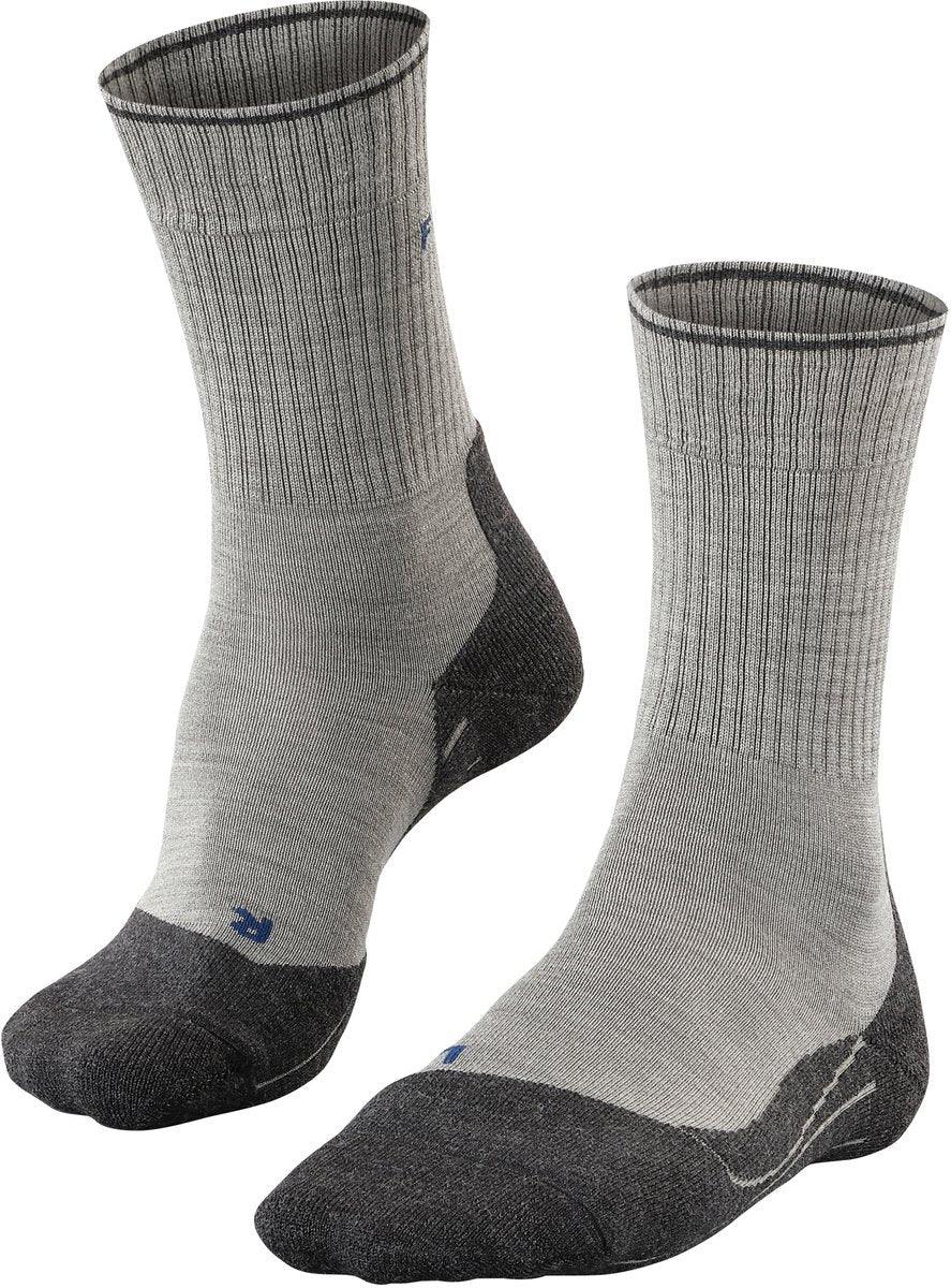 Falke tk2 explore wool silk medium padding wol functioneel materiaal wandelsokken dames grijs - maat 35-36