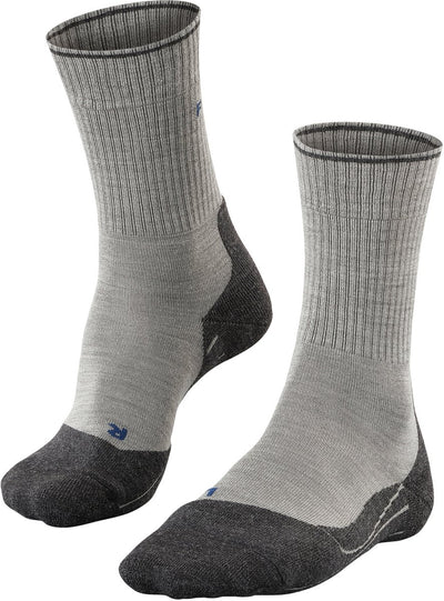 Falke tk2 explore wool silk medium padding wol functioneel materiaal wandelsokken dames grijs - maat 39-40