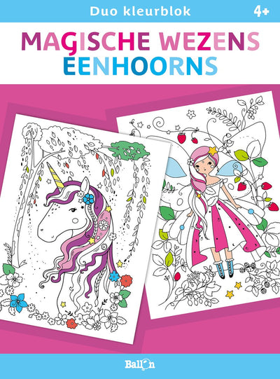 Ballon duokleurblok, magische wezens en eenhoorns. 4+