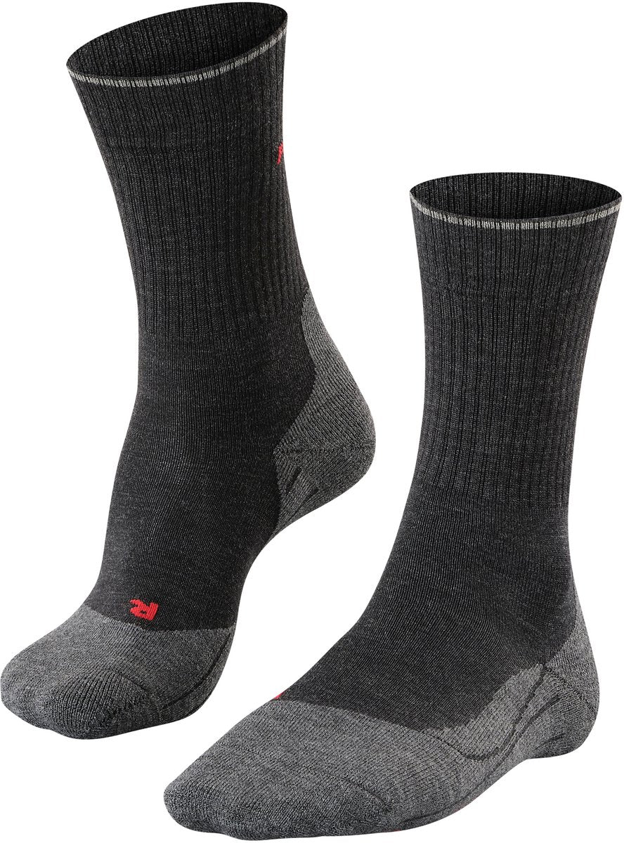 Falke tk2 explore wool silk medium padding wol functioneel materiaal wandelsokken heren grijs - maat 39-41