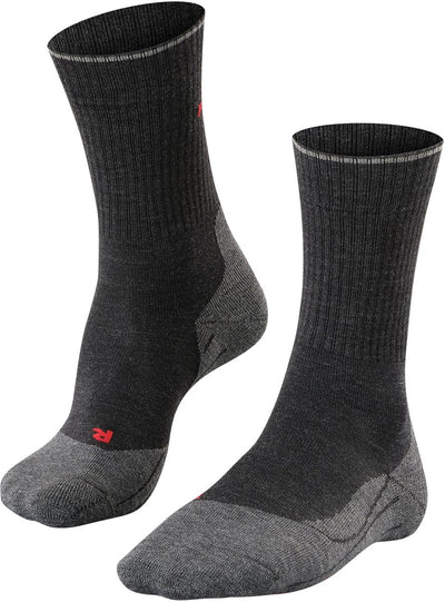 Falke tk2 explore wool silk medium padding wol functioneel materiaal wandelsokken heren grijs - maat 39-41