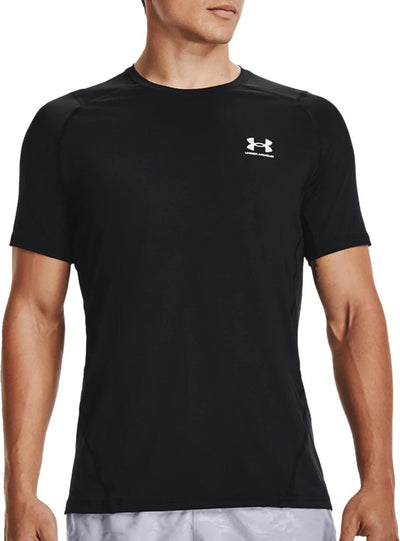 Under armour ua hg heatgear armour fitted short sleeve heren sportshirt - zwart - maat l
