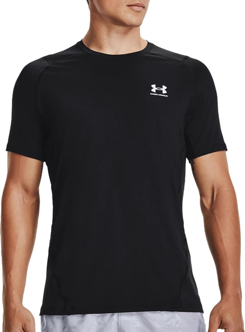 Under armour ua hg heatgear armour fitted short sleeve heren sportshirt - zwart - maat l