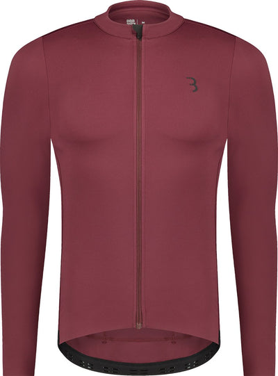 Bbb cycling essence ls - fietsshirt heren lange mouwen - 10-15 °c - ademend mtb en wielrenshirt met 3 achterzakken - donker rood s