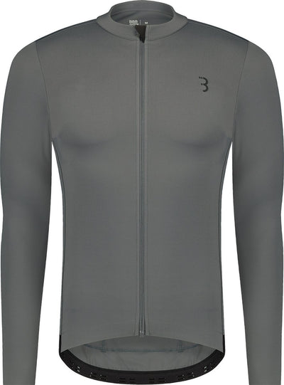 Bbb cycling essence ls - fietsshirt heren lange mouwen - 10-15 °c - ademend mtb en wielrenshirt met 3 achterzakken - donker grijs l