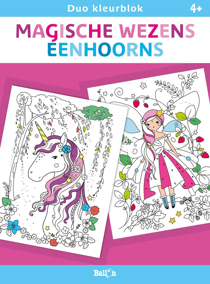 Ballon duokleurblok, magische wezens en eenhoorns. 4+
