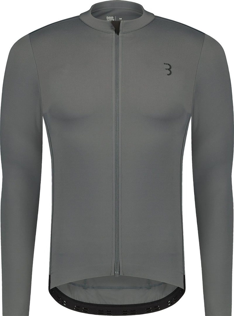 Bbb cycling essence ls - fietsshirt heren lange mouwen - 10-15 °c - ademend mtb en wielrenshirt met 3 achterzakken - donker grijs