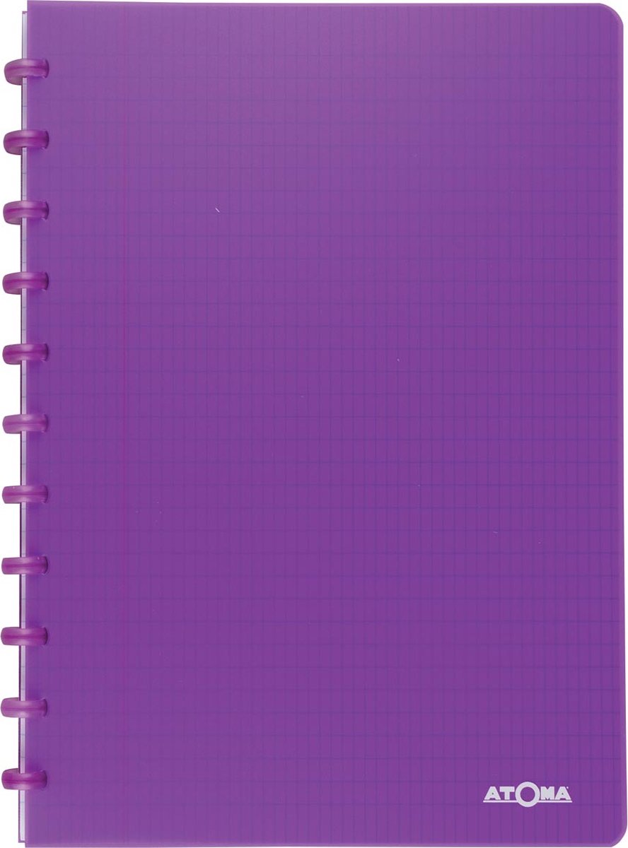 Atoma - trendy schrift - a4 - 144 bladzijden - commercieel geruit - transparant paars