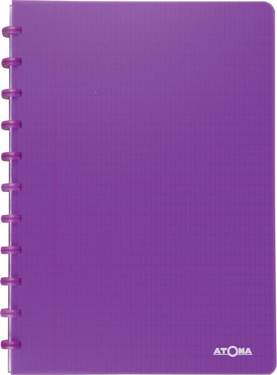 Atoma - trendy schrift - a4 - 144 bladzijden - commercieel geruit - transparant paars
