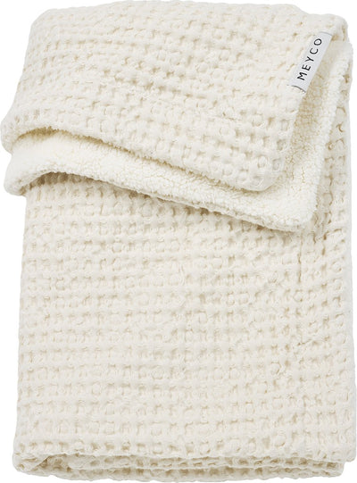 Meyco baby wafel teddy wiegdeken - nature - 75x100cm - 2.0 tog