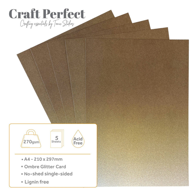 Craft perfect by tonic studios craft perfect • glitter card a4 250g ombre oyster luster 5pcs