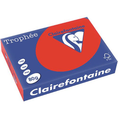 Papier clairefontaine 8175 80g m2 a4 intense kleur koraalrood