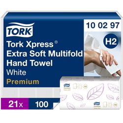 Gevouwen handdoeken tork premium extra soft 34x25cm wit