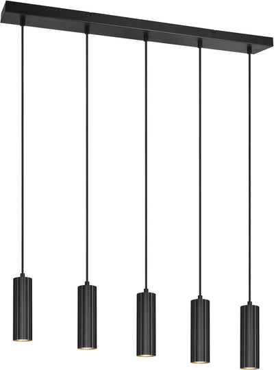 Trio soka - hanglamp - zwart mat - excl. 5x gu10 5 w - plafondbevestiging - in hoogte verstelbaar