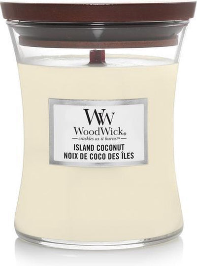 Woodwick hourglass medium geurkaars - island coconut - 60 branduren
