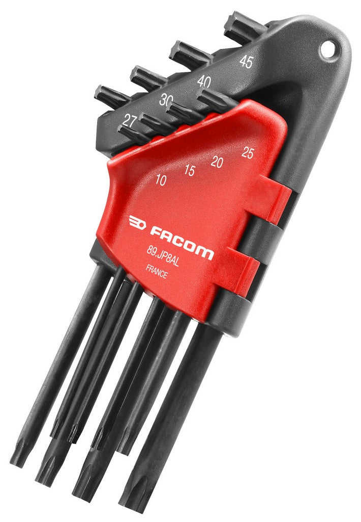 Facom 89.jp haakse inbussleutels torx lang in houder - 89.jp8al