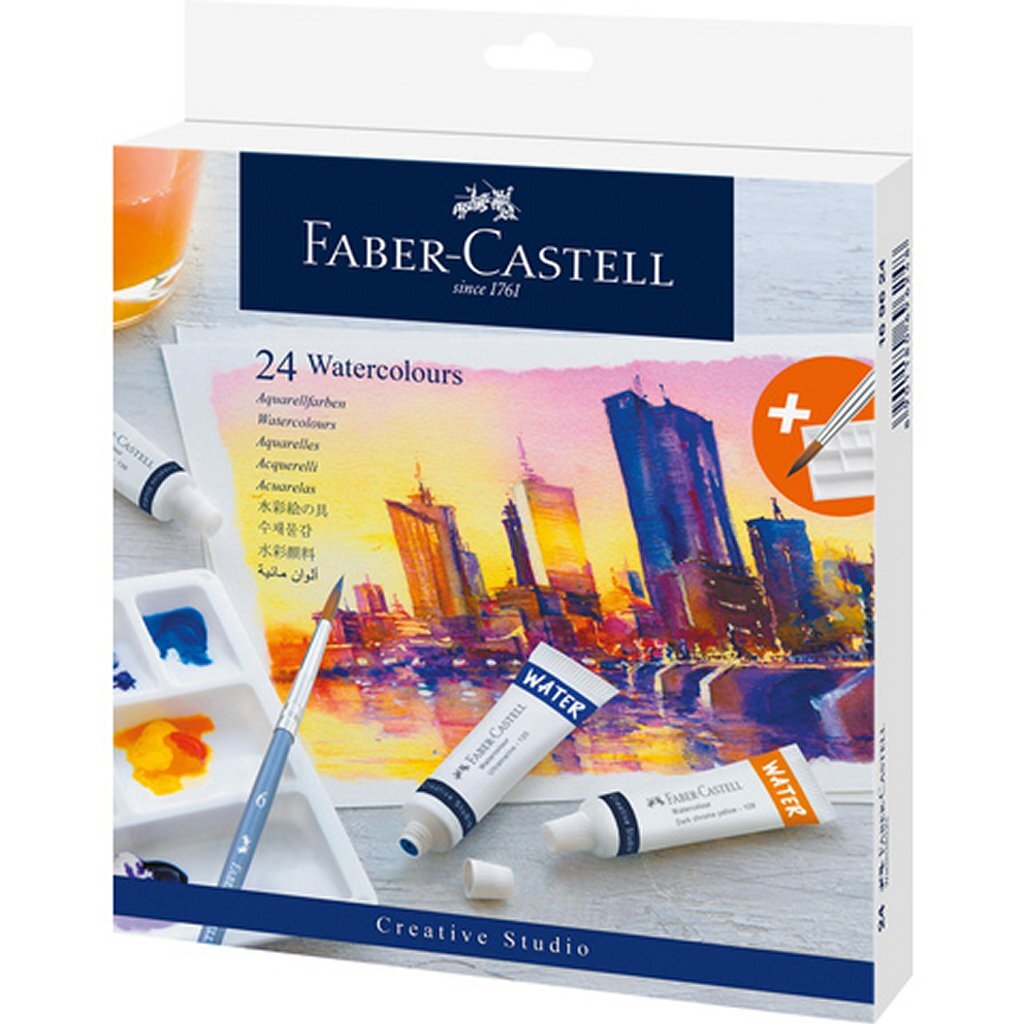 Faber castell faber castell fc-169624 aquarelverf 24 tubes + mengpalet en penseel