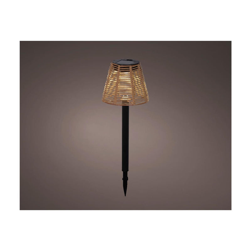 Lumineo solar steeklamp wicker ø12xh30cm